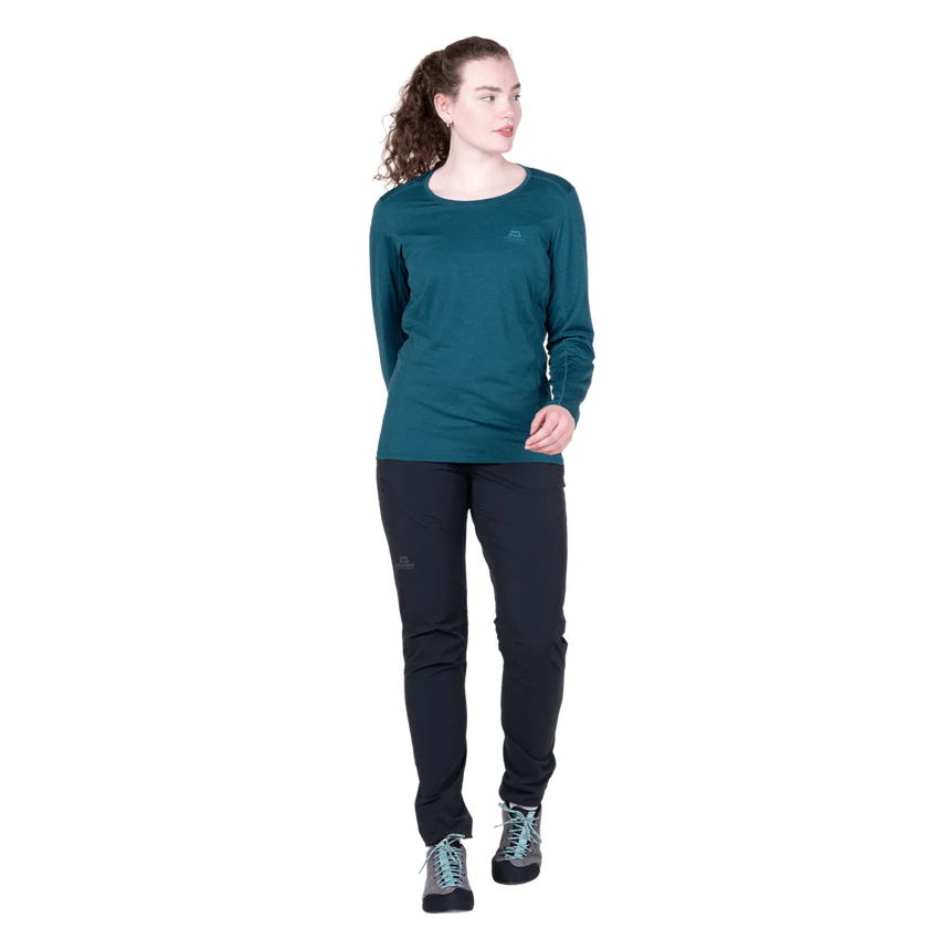 Mountain Equipment Tempi Women's LS Tee in Majolica Blue - Side view
