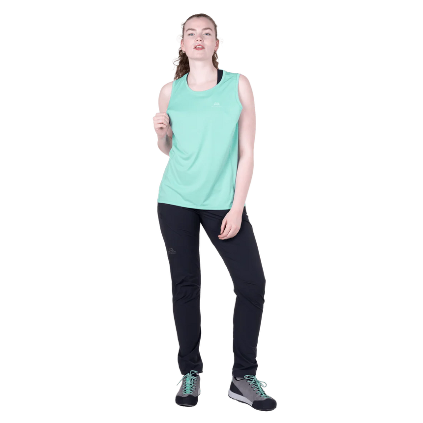 Mountain Equipment Tempi Women's Tank in Aqua - Three quarter view