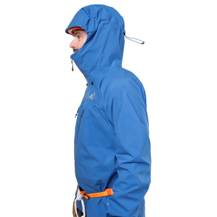 Mountain Equipment Tupilak Men's GORE-TEX Jacket in Atlantic Blue - Side View on Model