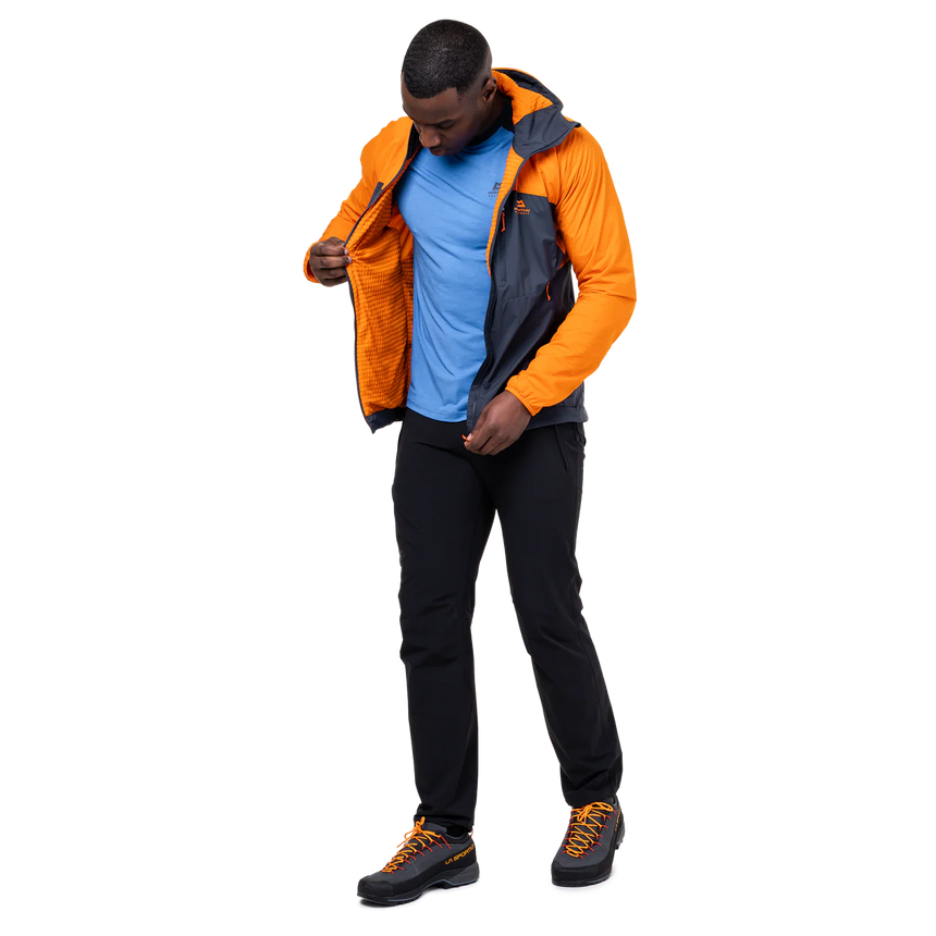 Mountain Equipment Aerotherm Men's Jacket Outdoor Action BlueNights/Ember- Centre Front Zip