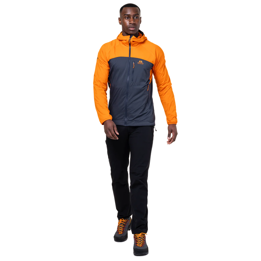 Mountain Equipment Aerotherm Men's Jacket Outdoor Action BlueNights/Ember- Front Fit