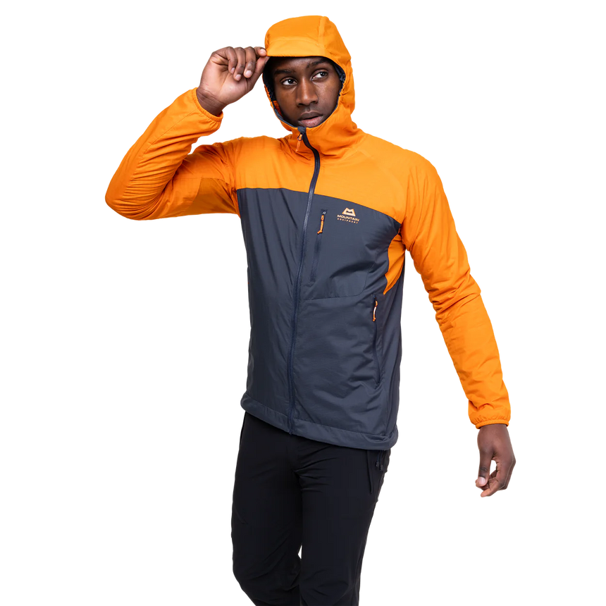 Mountain Equipment Aerotherm Men's Jacket Outdoor Action BlueNights/Ember- Hood