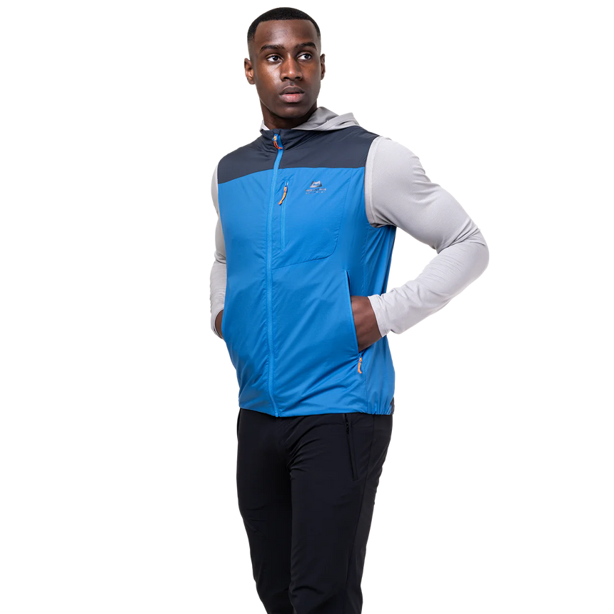 Mountain Equipment Aerotherm Men's Vest Outdoor Action Atlantic/Blue Nights- Zipped hand pockets