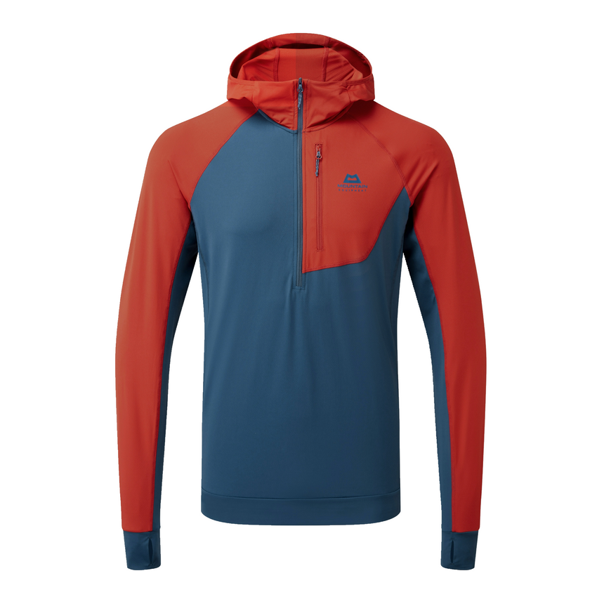 Mountain Equipment Aiguille Hooded Men's Top Outdoor Action Dusk/Red Rock- Front