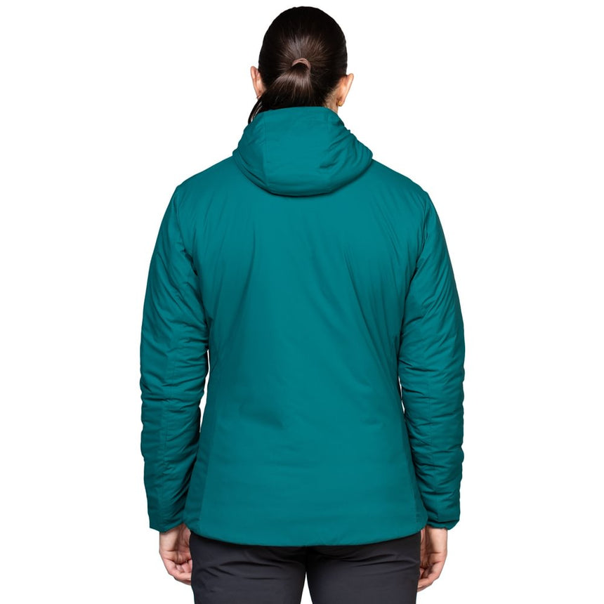 Mountain Equipment Andola Women's Jacket Outdoor Action Deep Teal- Back Fit on Model