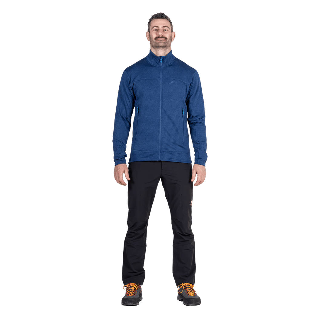 Mountain Equipment Apiro Jacket Blue Model Front Outdoor Action
