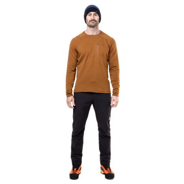 Mountain Equipment Apiro Men's Crew Outdoor Action Walnut- Front Fit on Model