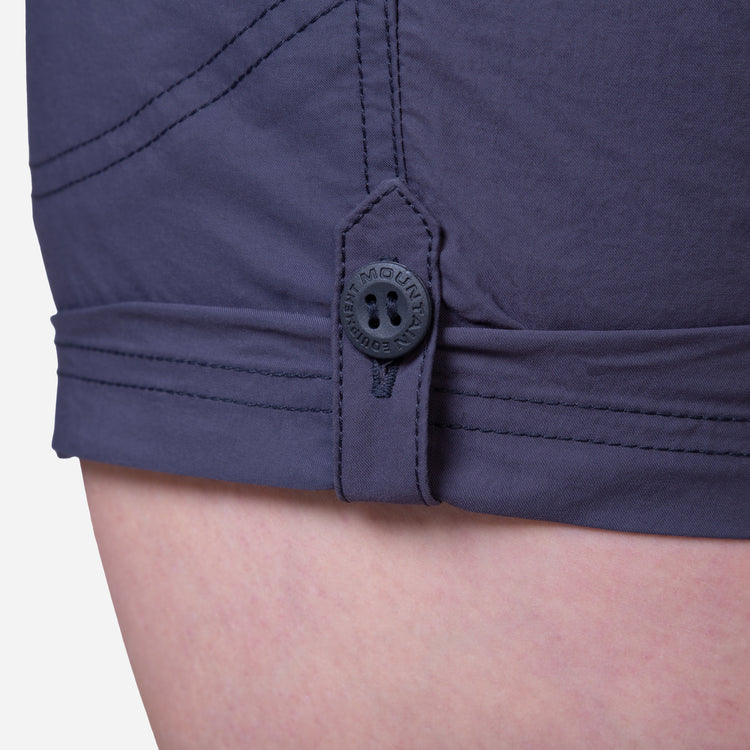 Mountain Equipment Approach Women's Short Outdoor Action Blue Nights- Leg Tab