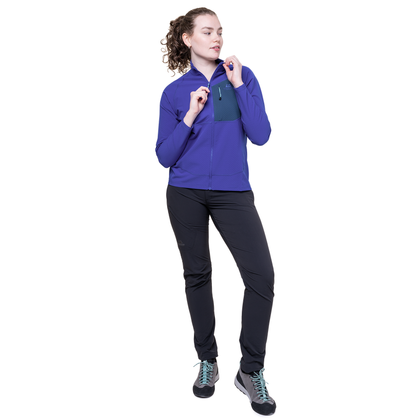 Mountain Equipment Arrow Women's Jacket Outdoor Action Clematis/Dusk- Center Front Zip