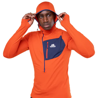 Mountain Equipment Eclipse Hooded Men's Zip T Outdoor Action Magma/Medieval- Hood