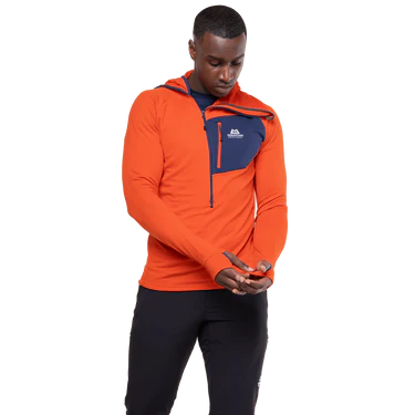 Mountain Equipment Eclipse Hooded Men's Zip T Outdoor Action Magma/Medieval- Thumb Loop