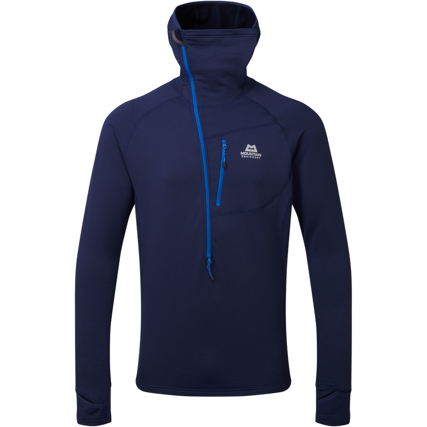 Mountain Equipment Eclipse Hooded Men's Zip T Outdoor Action Medieval Blue- Front