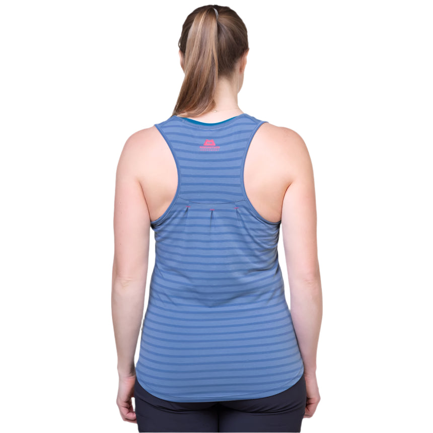 Mountain Equipment Equinox Women's Vest Outdoor Action Bluefin Stripe- Back Fit