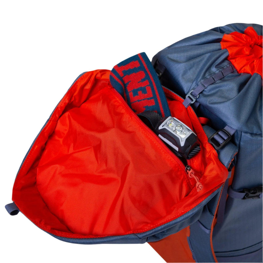 Mountain Equipment Fang 35+ Backpack Outdoor Action Alaskan Blue - Zippered Lid Pocket
