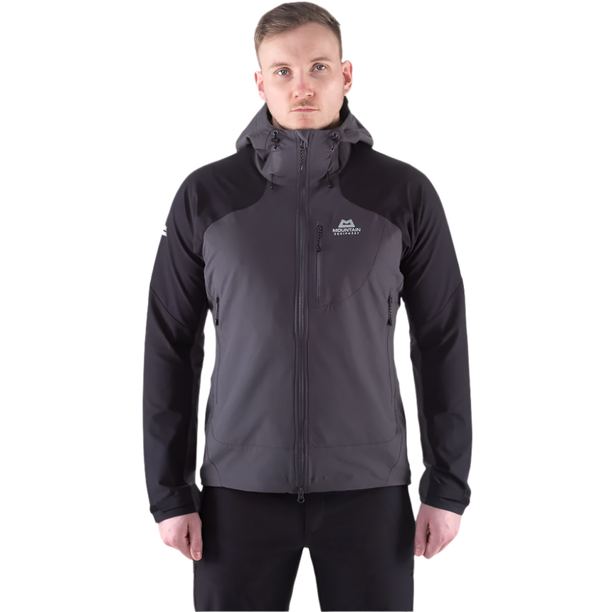 Mountain Equipment Frontier Hooded Men's Jacket Outdoor Action Anvil Grey/Black- Front Fit