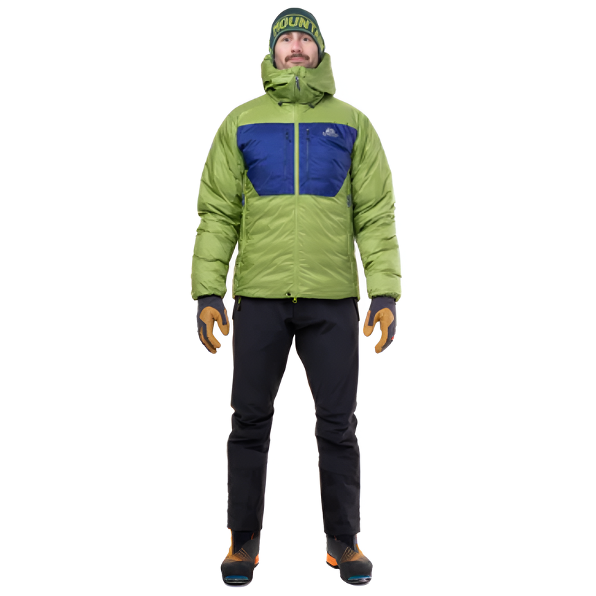 Mountain Equipment Kryos Men's Jacket Outdoor Action Cactus/Admiral-Front Fit on Model