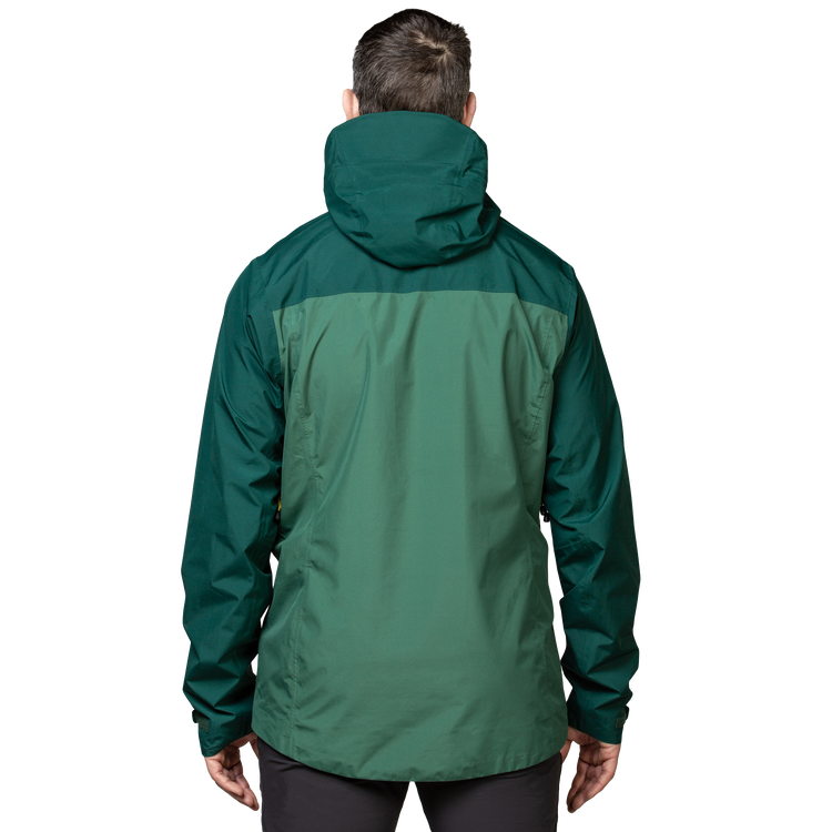 Mountain Equipment Nanda Devi Men's Jacket Outdoor Action Fern/Pine- Back Fit on Model