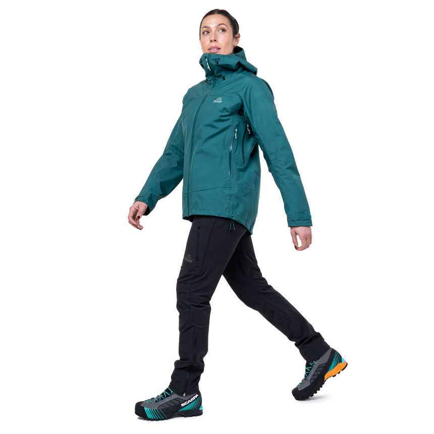 Mountain Equipment Odyssey Women's Jacket Outdoor Action Deep Teal- Side Fit on Model