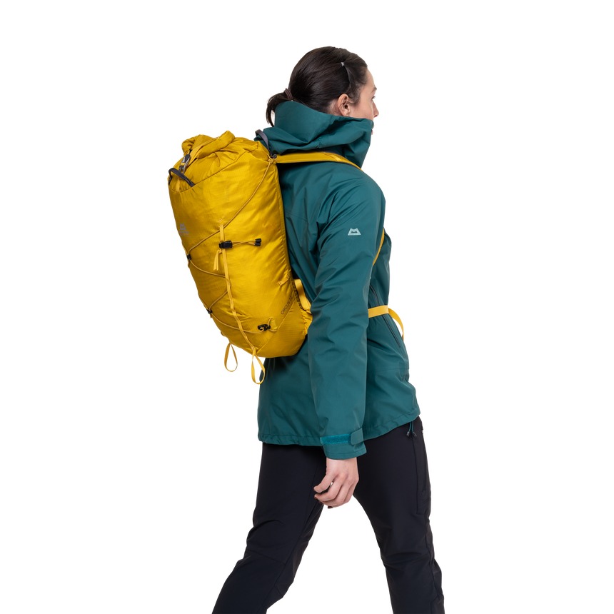 Mountain Equipment Odyssey Women's Jacket Outdoor Action Deep Teal- Side Fit w/ Bag