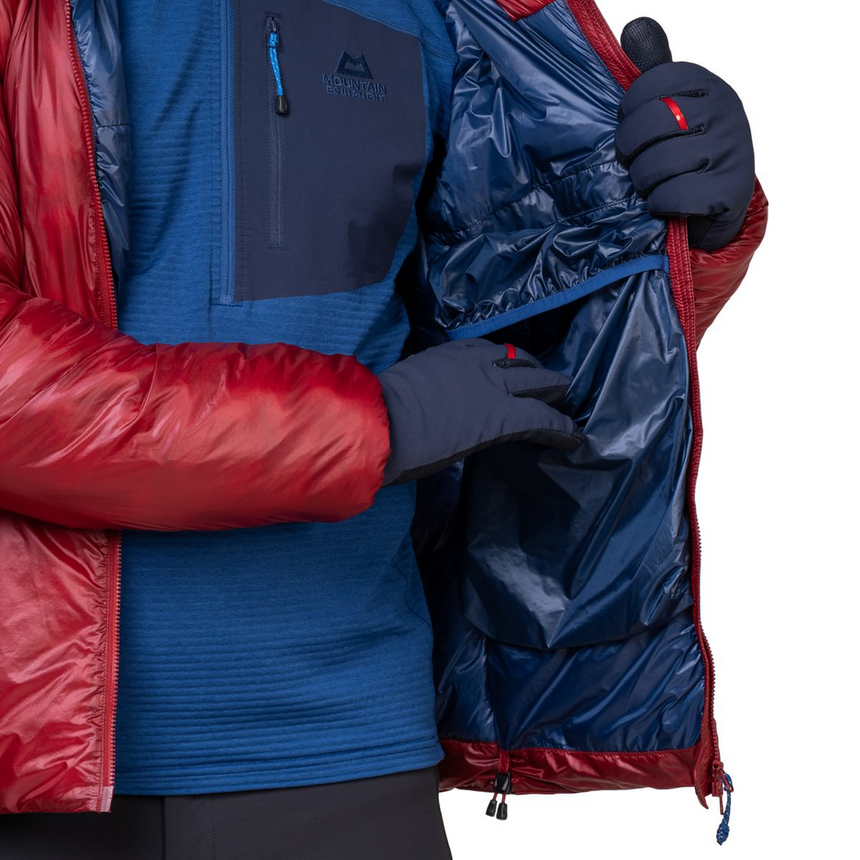 Mountain Equipment Oreus Hooded Men's Jacket Outdoor Action Merlot/Admiral Blue- Inner drop pocket