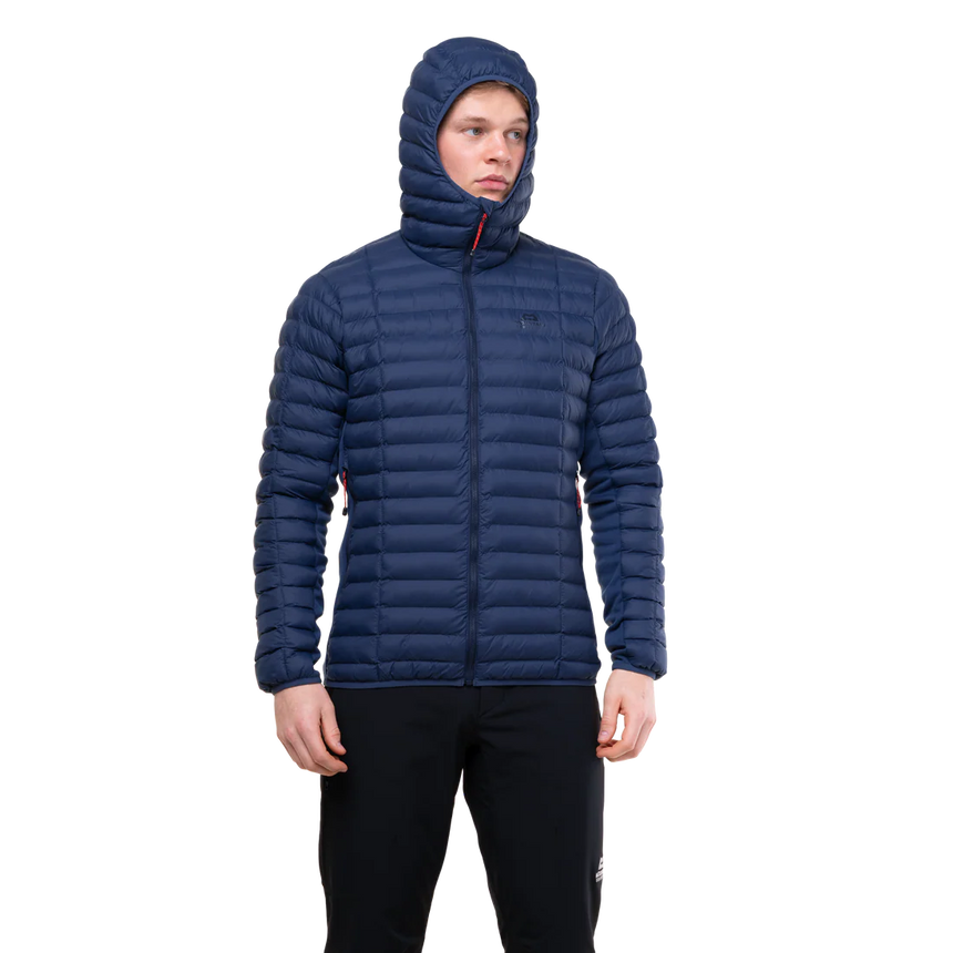 Mountain Equipment Particle Hooded Men's Jacket Outdoor Action Cosmos- Front Fit