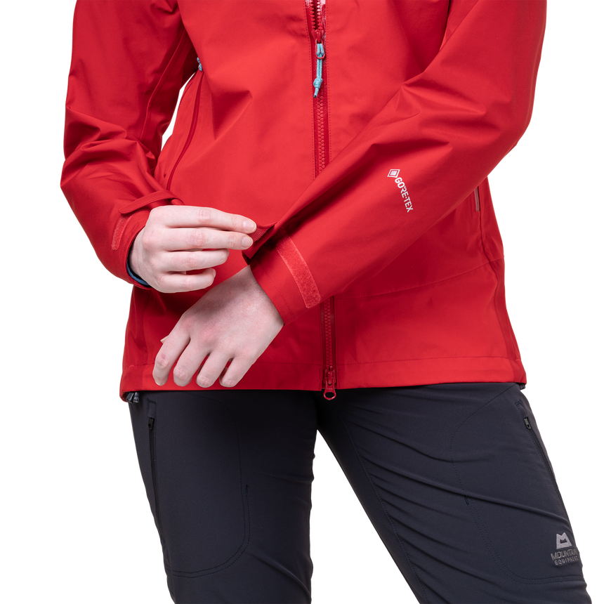 Mountain Equipment Saltoro Women’s Jacket Outdoor Action Imperial Red/Crimson - Pre-shaped sleeves