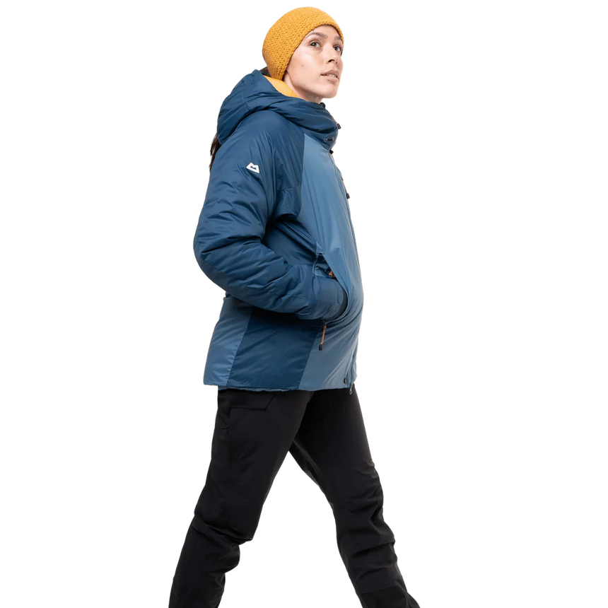 Mountain Equipment Shelterstone Women's Jacket Outdoor Action Stellar/Majolica- Hand Pocket