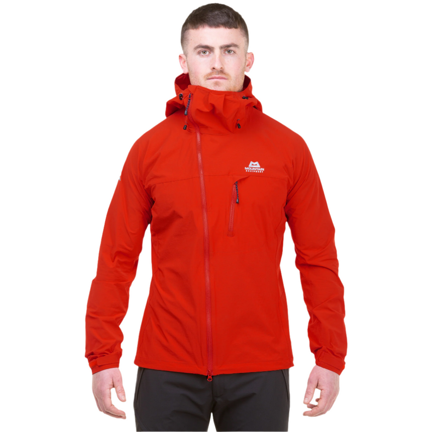 Mountain Equipment Squall Hooded Men's Jacket Outdoor Action Chili Red- Front Fit