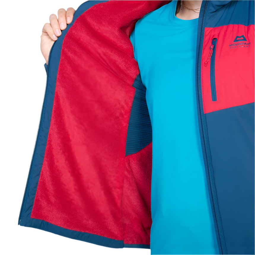 Mountain Equipment Switch Pro Hooded Women's Jacket Majolica Blue/Capsicum Red - Inner
