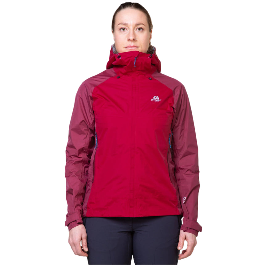 Mountain Equipment Zeno Women's Jacket Outdoor Action Capsicum/Tibetan Red- Front Fit on Model