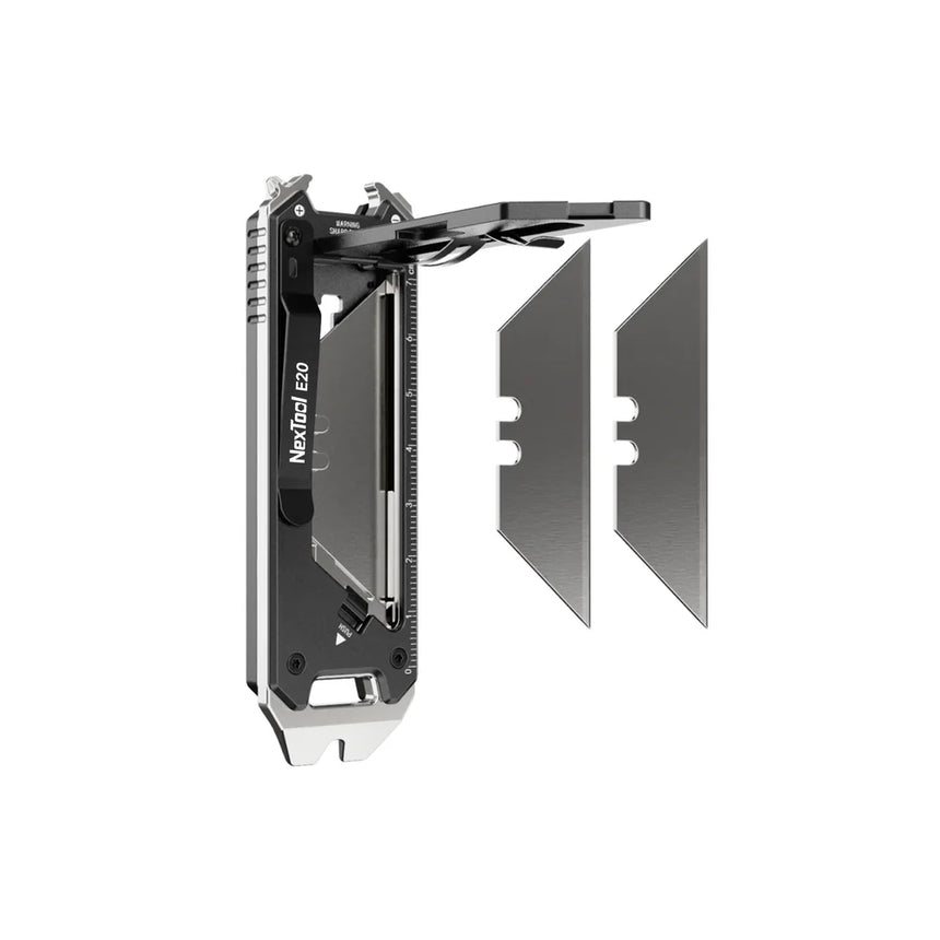 Nextool Explorer E20 Magazine-Style Blade System - Patent Clip Magazine Holds 3 Spare Blades