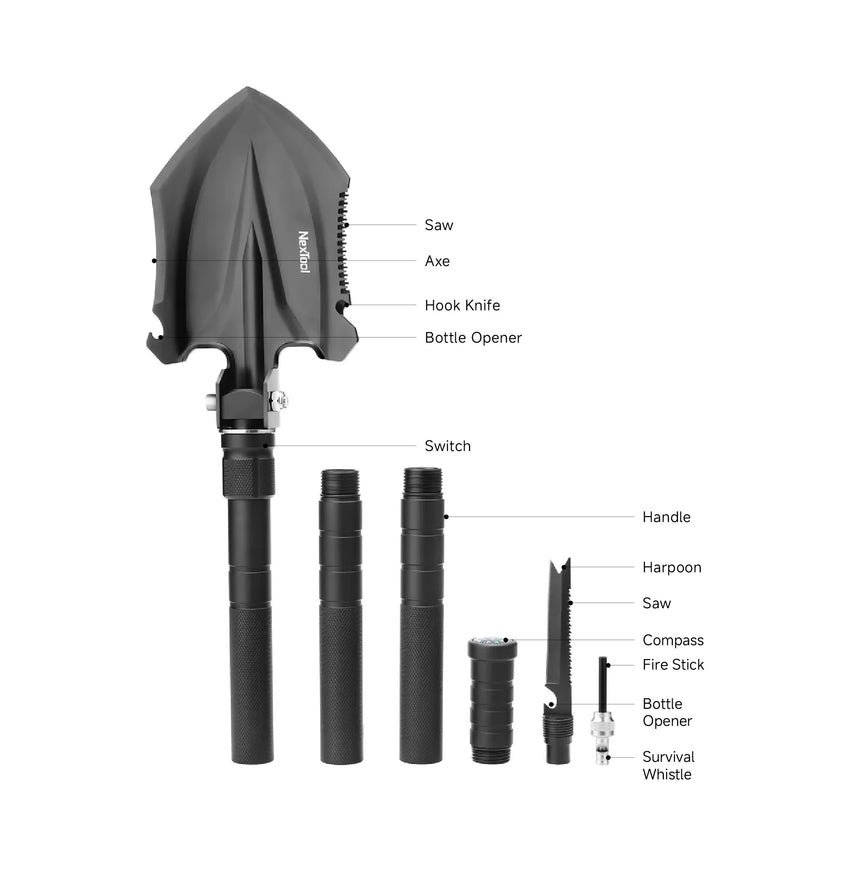 Nextool Multi Functional Shovel Medium Specifications - Complete 11-in-1 Tool with All Features and Dimensions