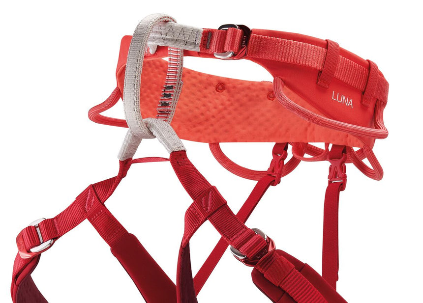 Petzl Luna Women's Harness Red - Front Straps Close Up