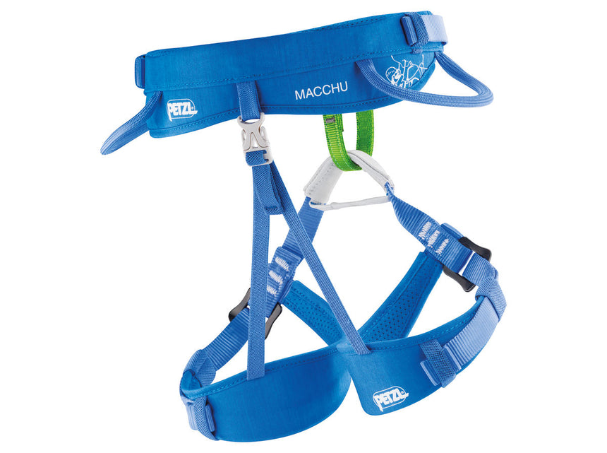 Petzl Macchu Kids Harness Blue - Padded waistbelt and leg loops