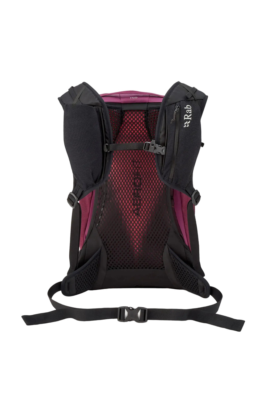 Rab Airox 18L Day Pack in Mulberry - On Model Back View with Poles