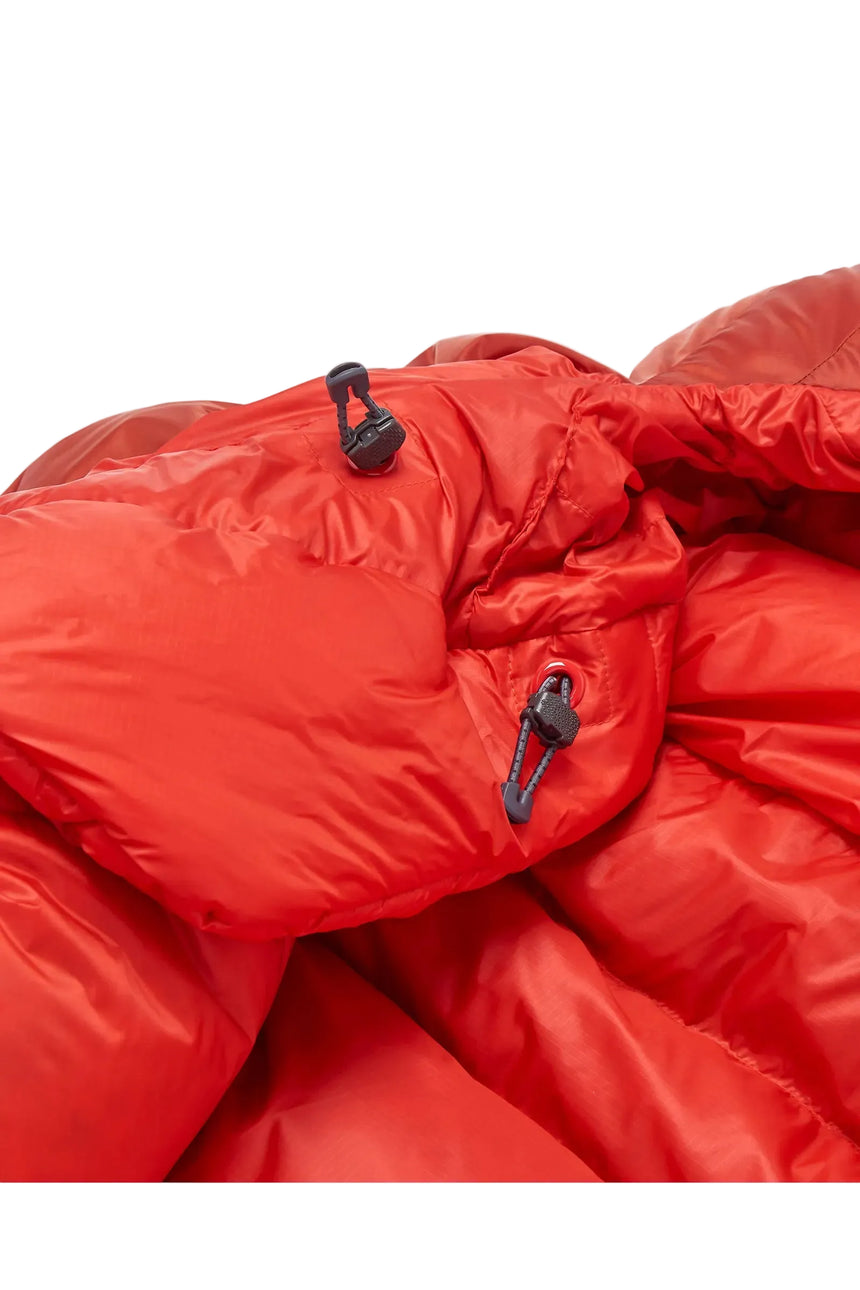 Rab Alpine Down Sleeping Bag (-12°C/10F) in Dark Horizon/Tuscan Red - zip pull and stash pocket detail