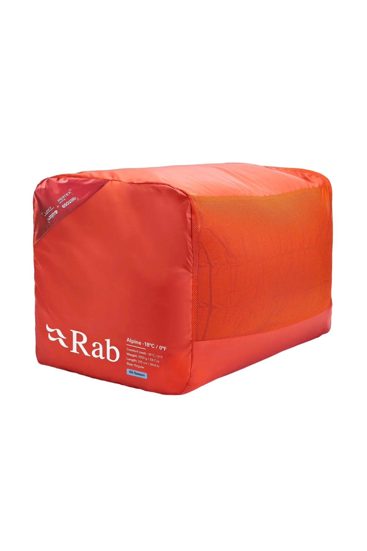 Rab Alpine Down Sleeping Bag (-18°C/0F) in Dark Horizon/Tuscan Red - Stuff Sack