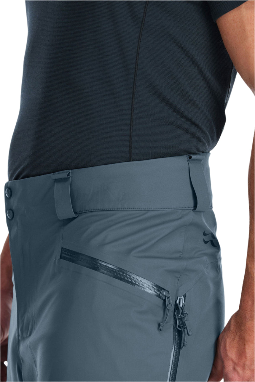 Rab Men's Khroma Kinetic Waterproof Ski Pants in Orion Blue - hip zip detail