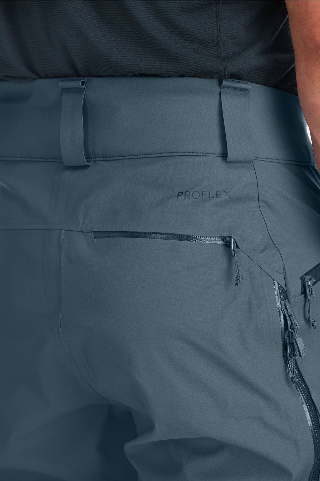 Rab Men's Khroma Kinetic Waterproof Ski Pants in Orion Blue - waistband detail
