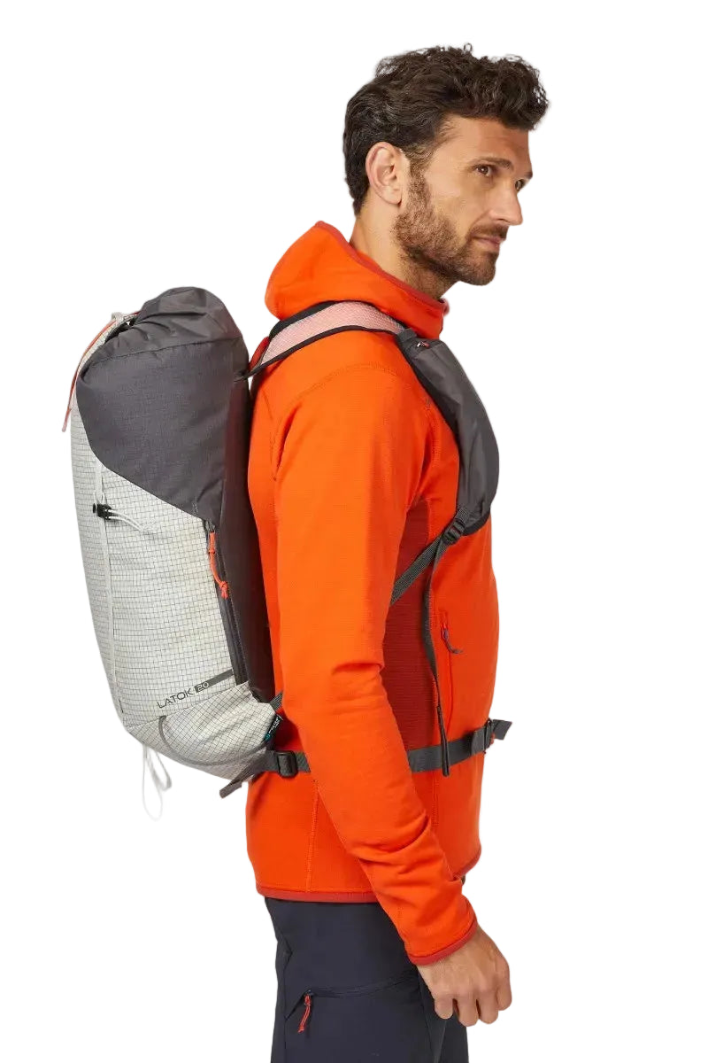 Rab Latok 20L Mountain Pack in Pewter/Graphene - On Model Front View