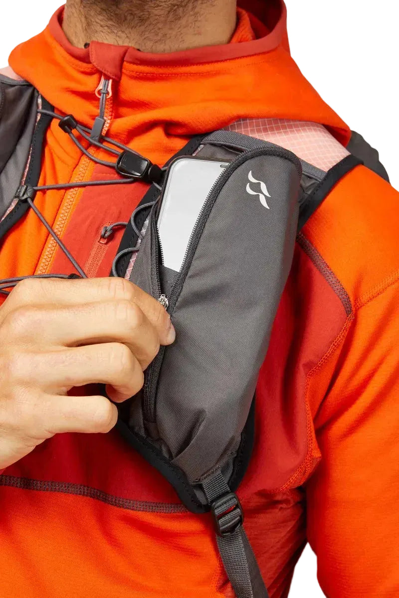 Rab Latok 20L Mountain Pack in Pewter/Graphene - On Model Top Drawcord Access