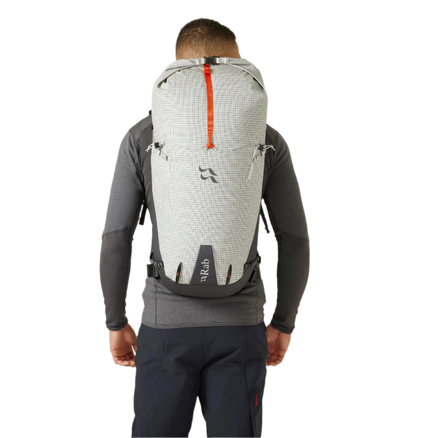 Rab Latok 38L Mountain Pack in Pewter - Model Front View