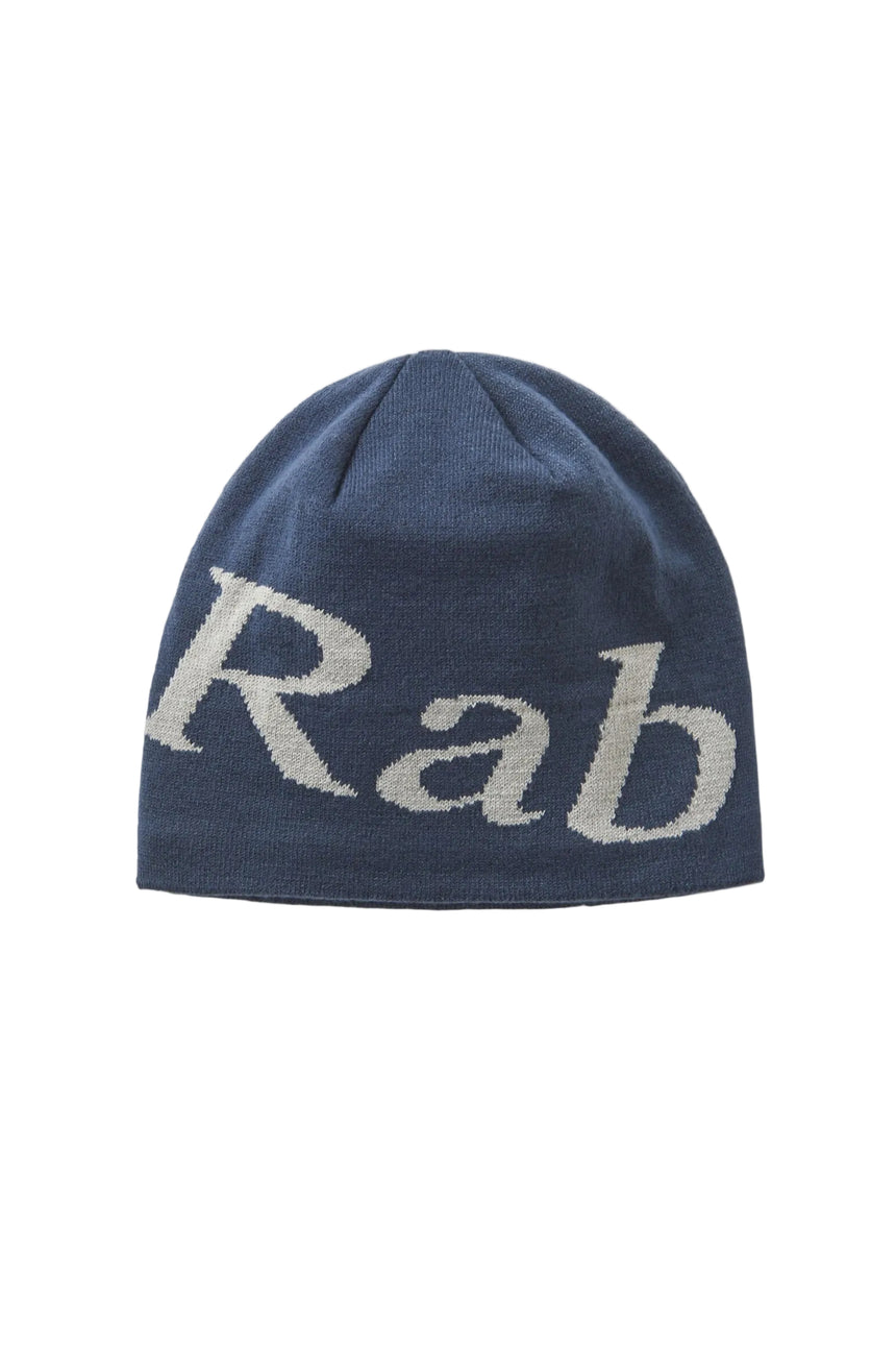 Rab Logo Beanie in Tempest Blue/Light Zinc - front