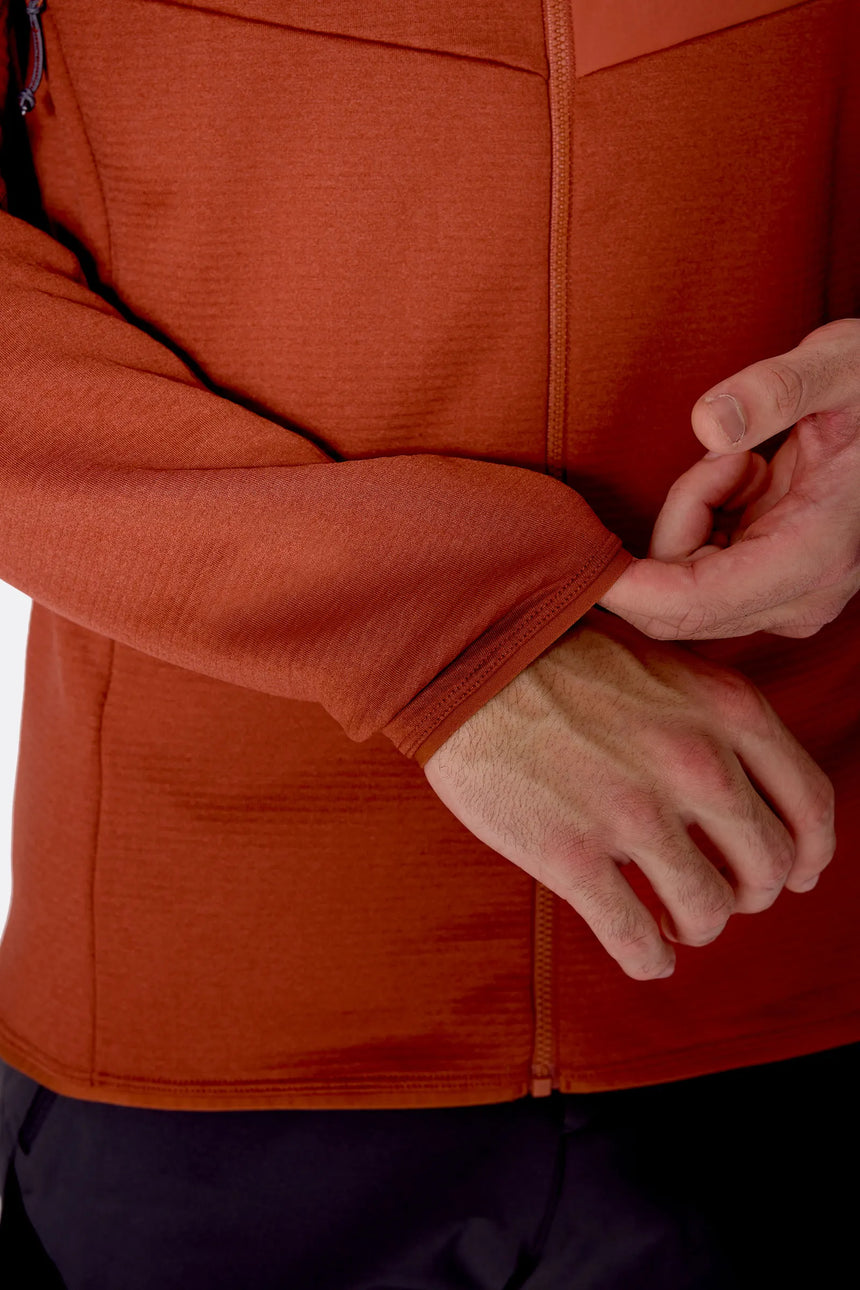Rab Men's Ascendor Hoody in Tuscan Red - cuff detail