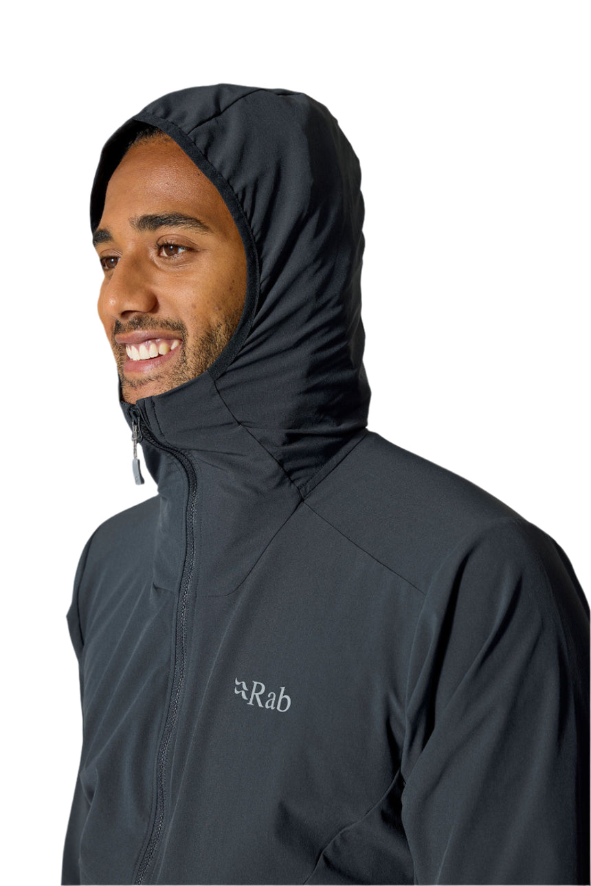 Rab Men's Borealis Hooded Jacket in Beluga - hood, worn
