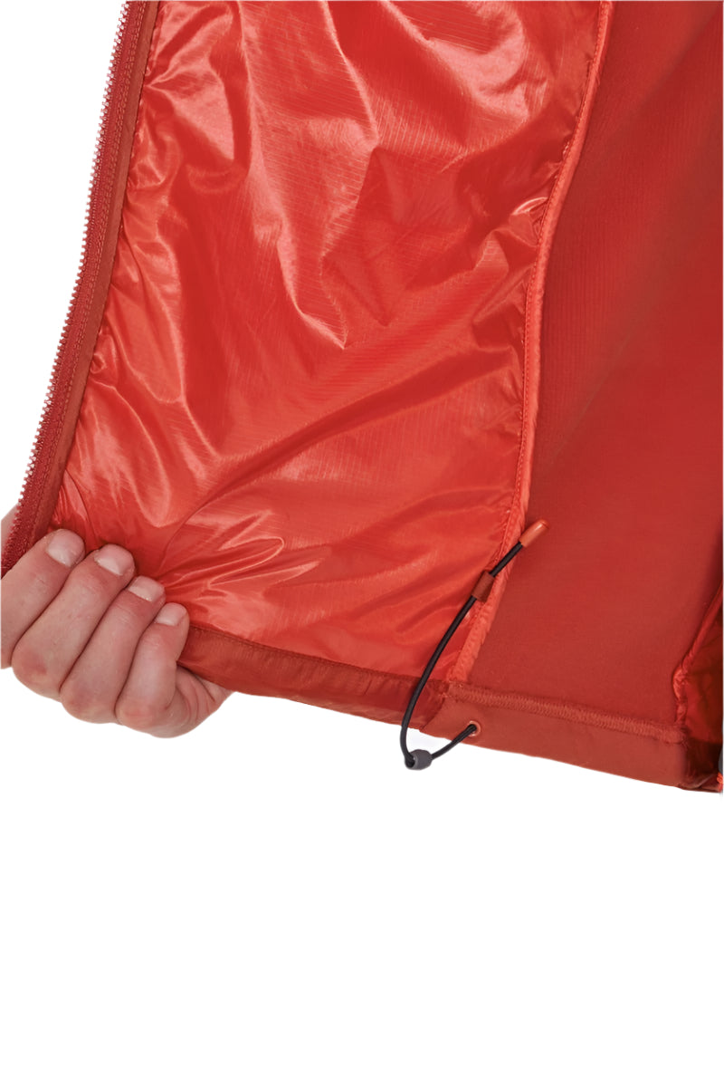 Rab Men's Cirrus Flex Insulated Hooded Jacket in Tuscan Red - hem detail