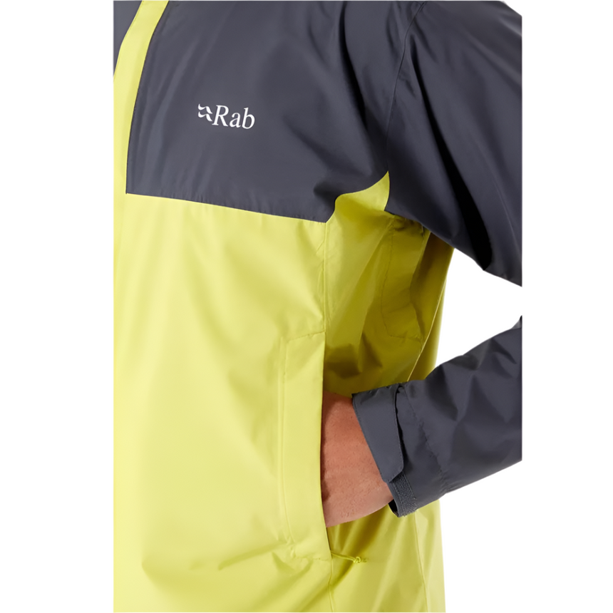 Rab Men's Downpour Eco Waterproof Jacket in Graphene/Zest - three-quarter