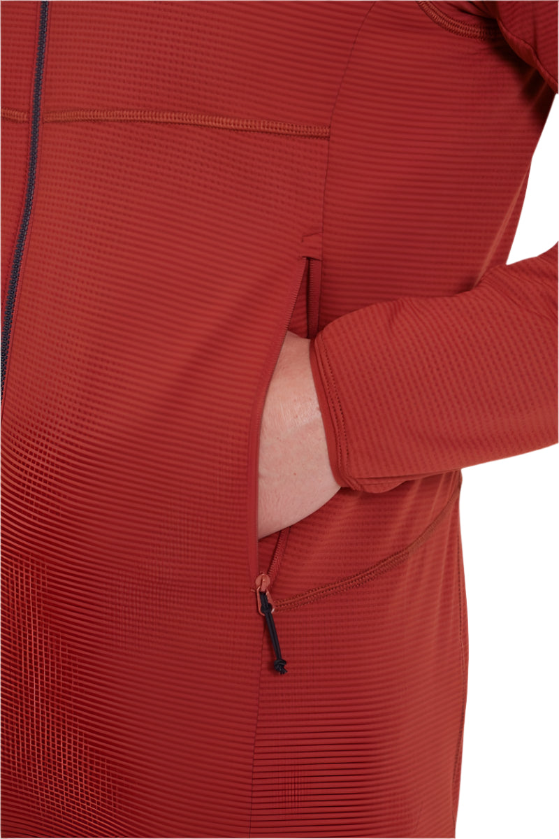 Rab Men's Evolute Hoody in Tuscan Red - hip pocket detail
