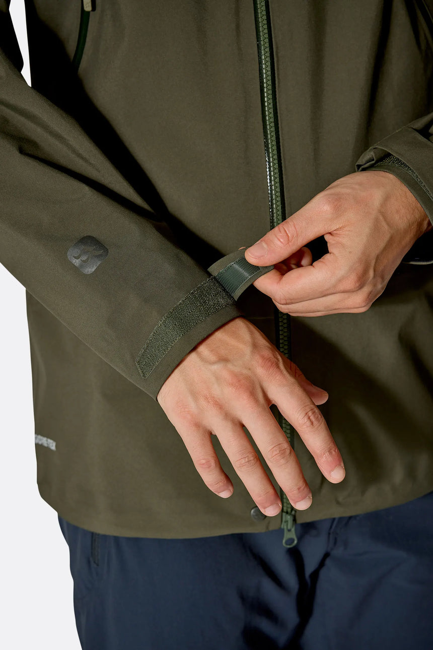 Rab Men's Kangri GORE-TEX Jacket in Army - Cuff Strap Detail
