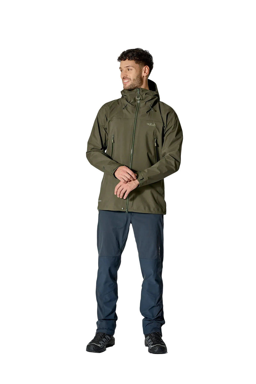 Rab Men's Kangri GORE-TEX Jacket in Army - Front Worn Full Length